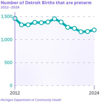 Number of Detroit Births that are Preterm, 2012–2024